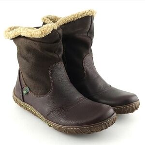 El Naturista Women's Lista Nido Brown Leather Suede Insulated Winter Boots Sz 36